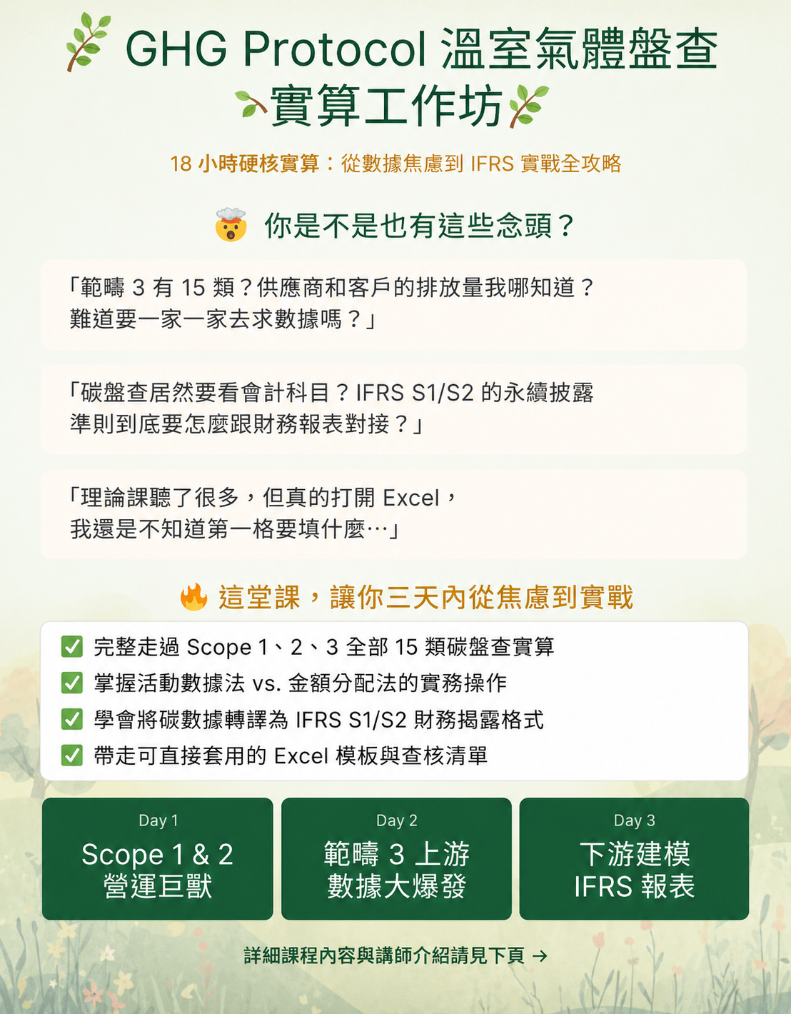 GHG Protocol 溫室氣體盤查實算工作坊課程海報
